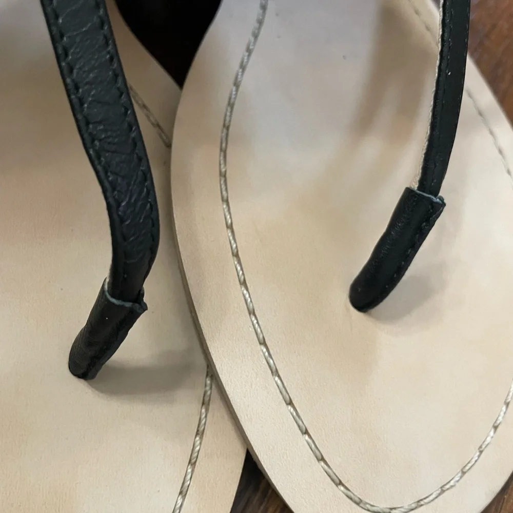Kate Spade Black Leather T-Strap Sandals